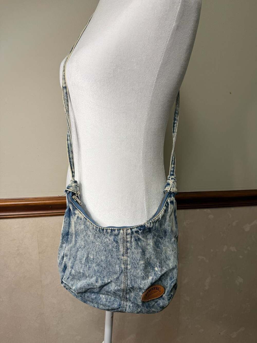 Pacific Connections Acid Wash Denim Crossbody Shoulder Bag